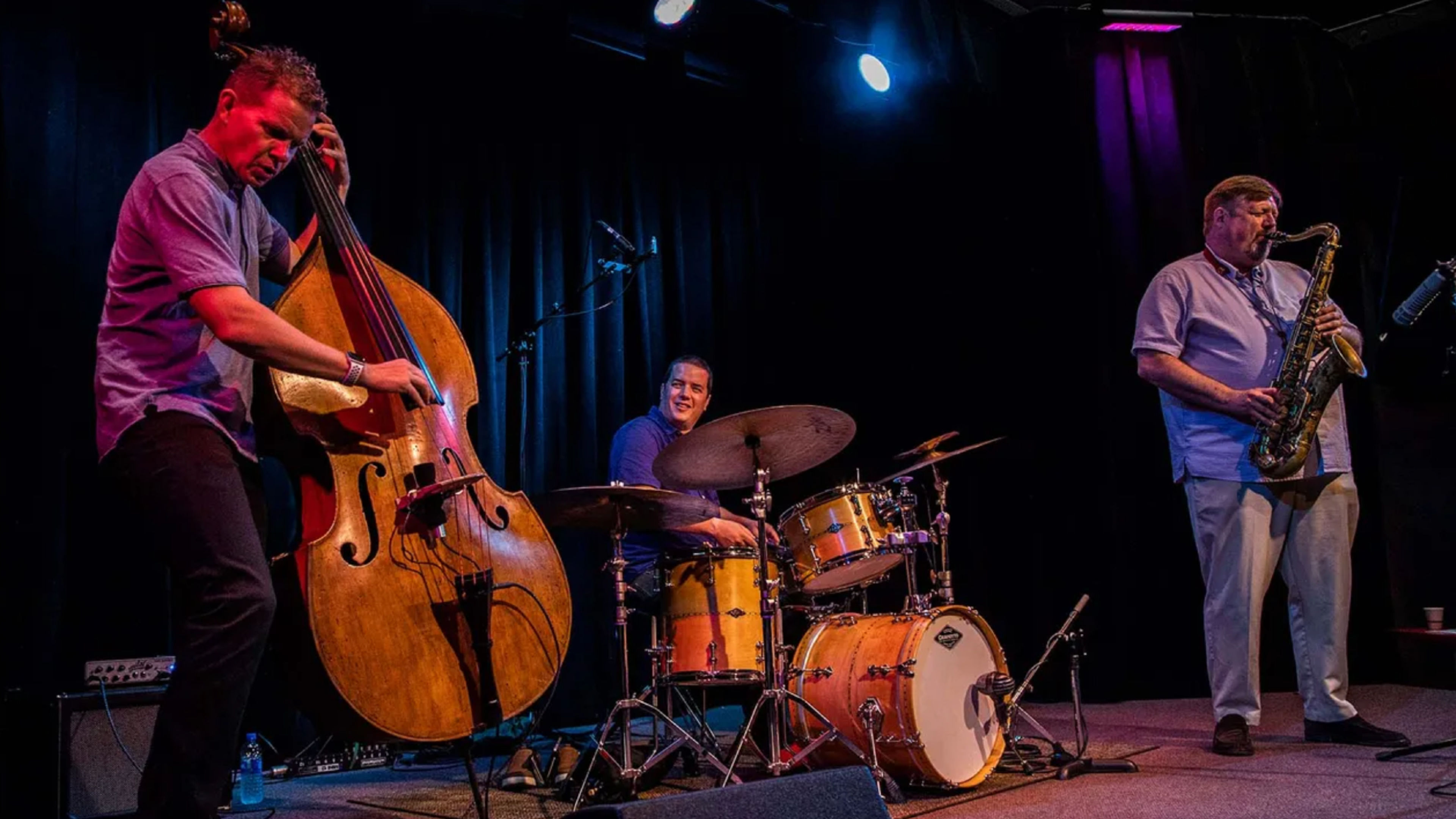 Promotional graphic for Joel Frahm trio