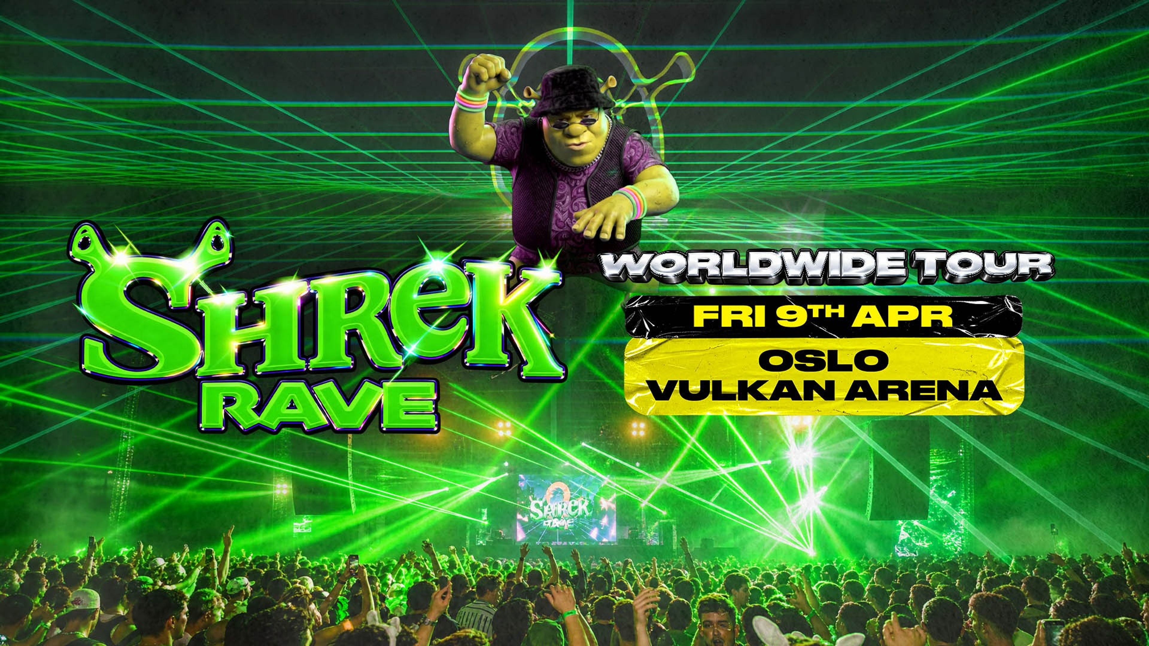 Promotiv grafikk for SHREK RAVE Is Coming To Oslo!