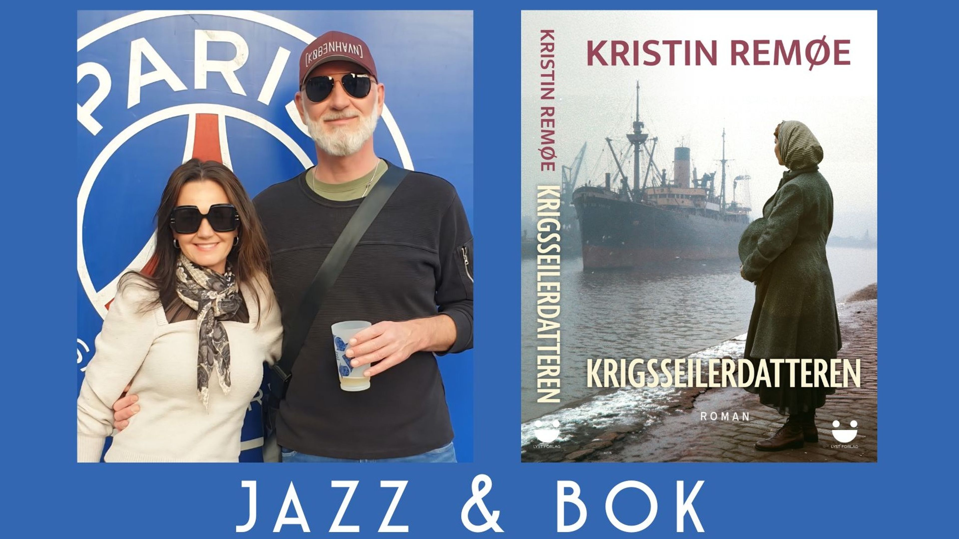 Promotional graphic for Jazz & Bok // Papirfly Bar