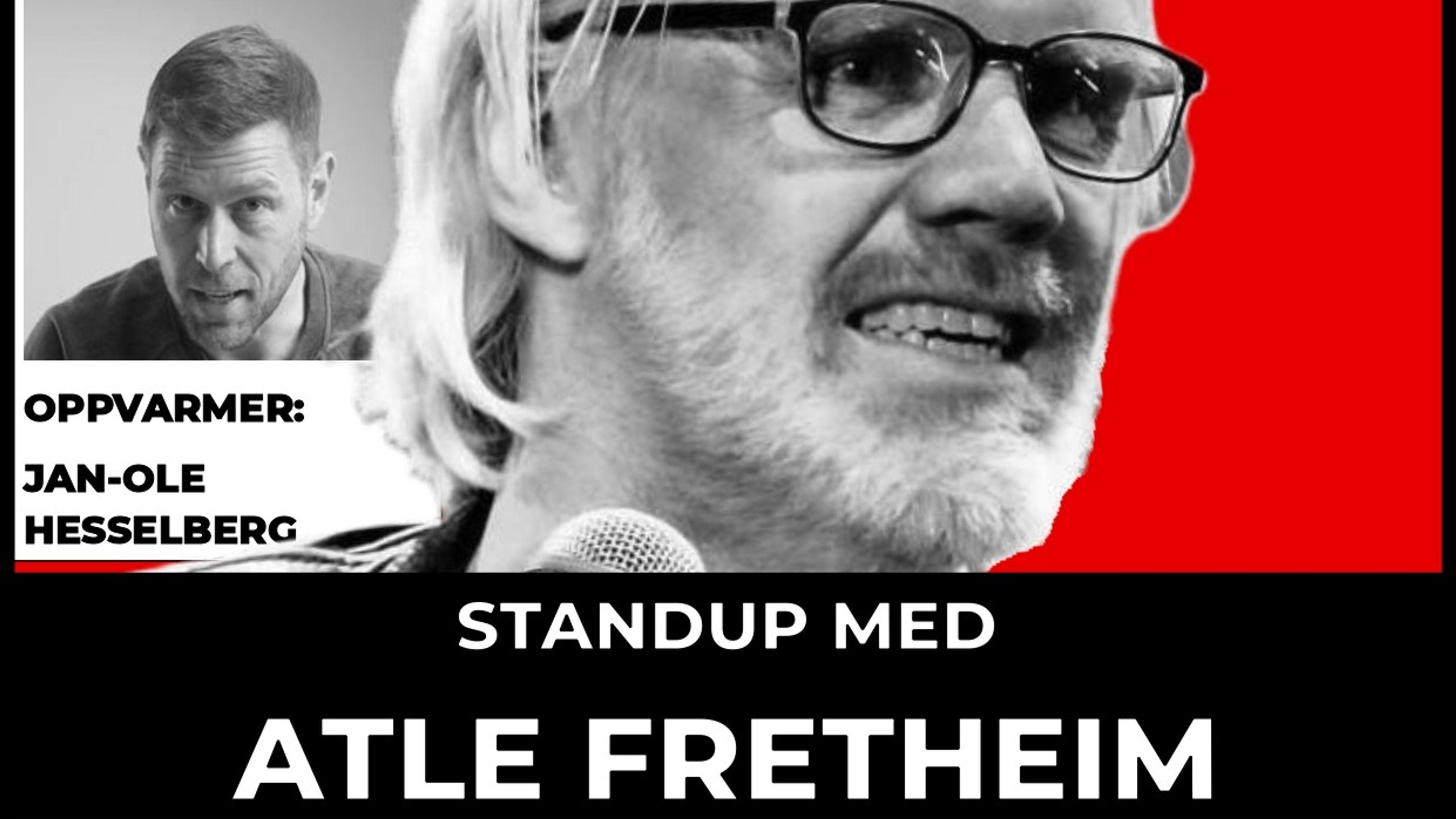 Promotional graphic for ALLE SKAL LE! - Standup med Atle Fretheim