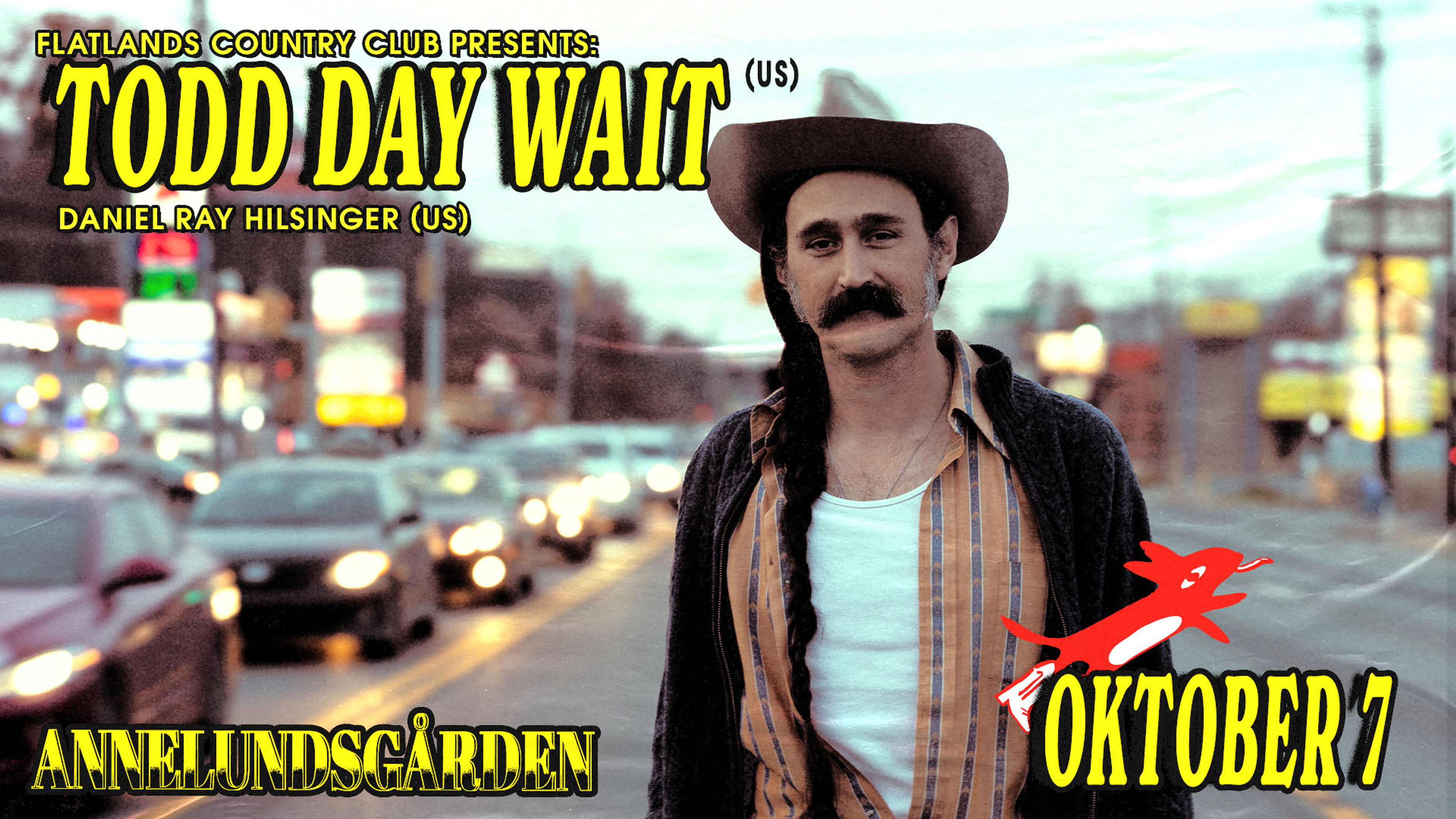 Promotional graphic for Flatlands pres. Todd Day Wait (US) + Daniel Ray Hilsinger