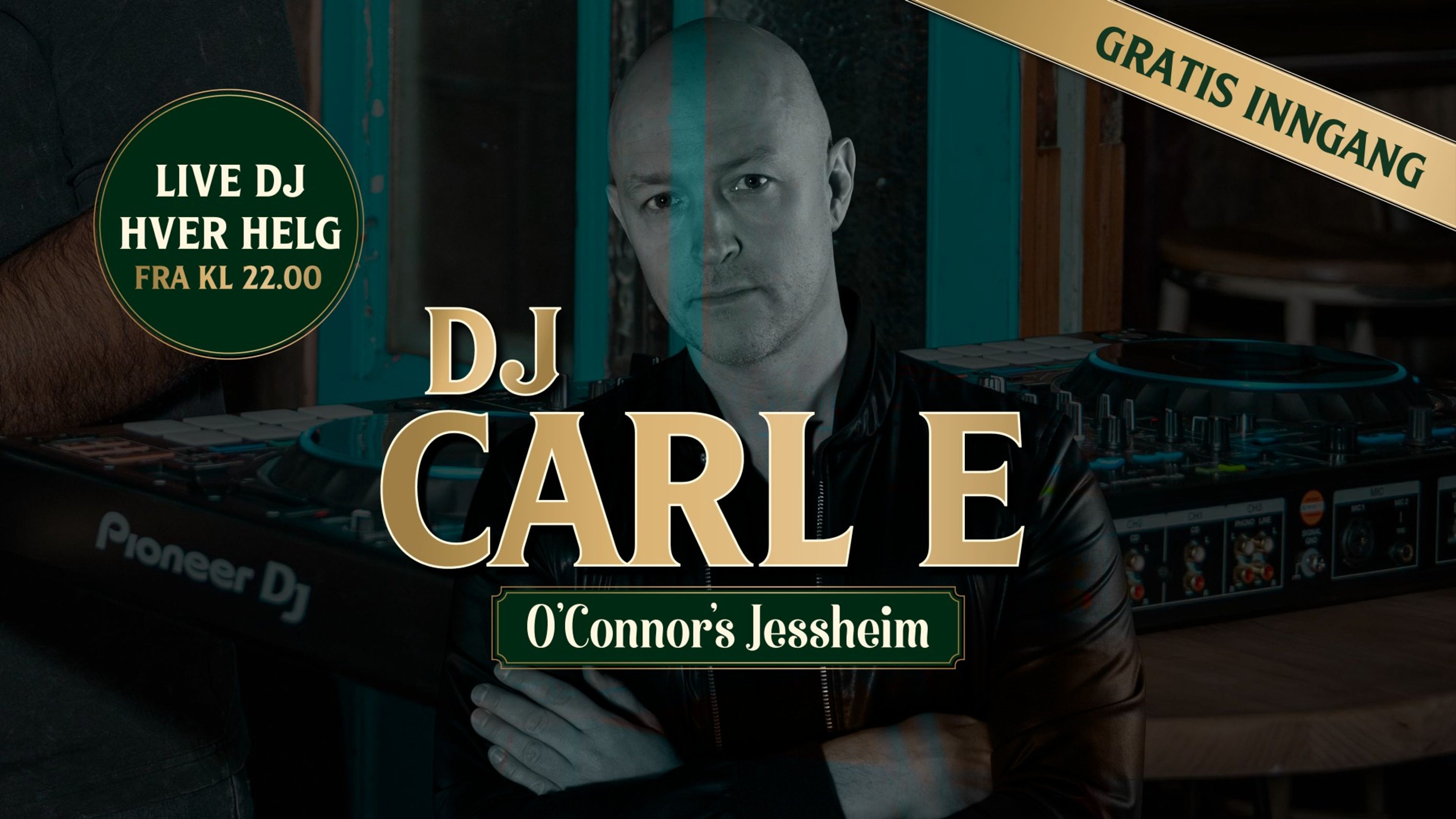 Promotional graphic for DJ i kjelleren // Carl E