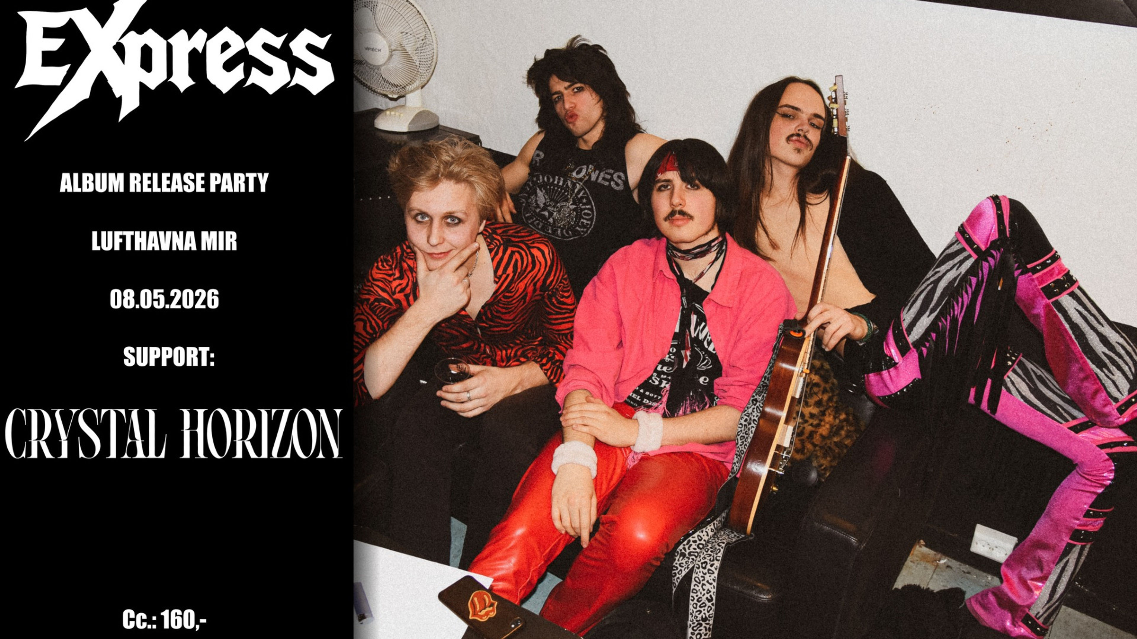 Promotional graphic for EXPRESS Album Releas + Support: Crystal Horizon