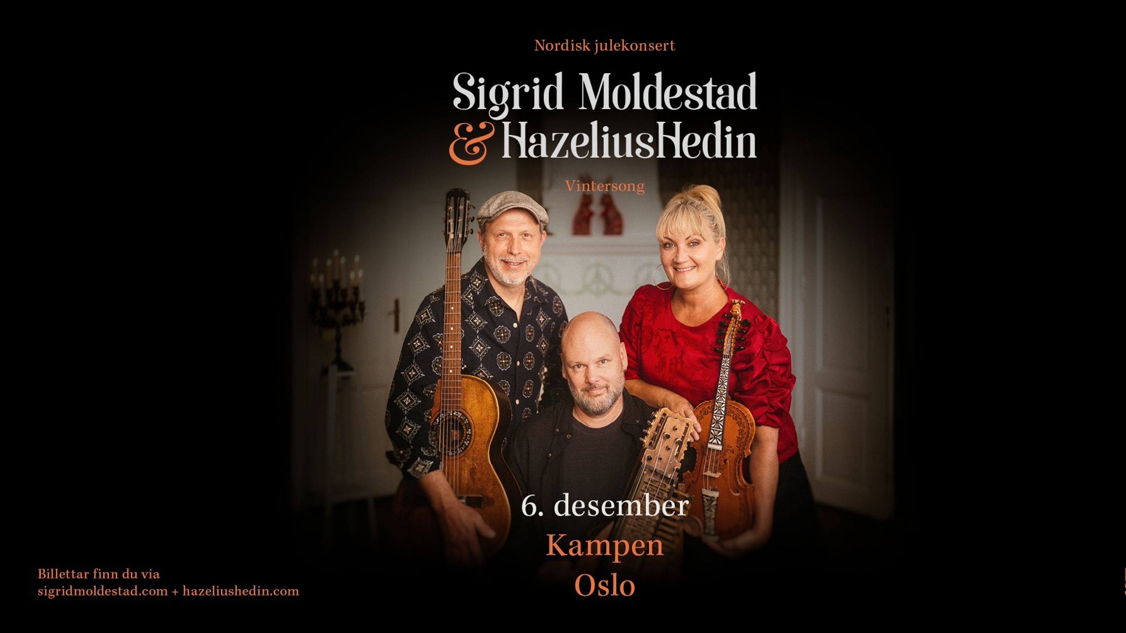 Promotional graphic for Vintersong, Sigrid Moldestad & HazeliusHedin // Dobbel julekonsert på Kampen Bistro