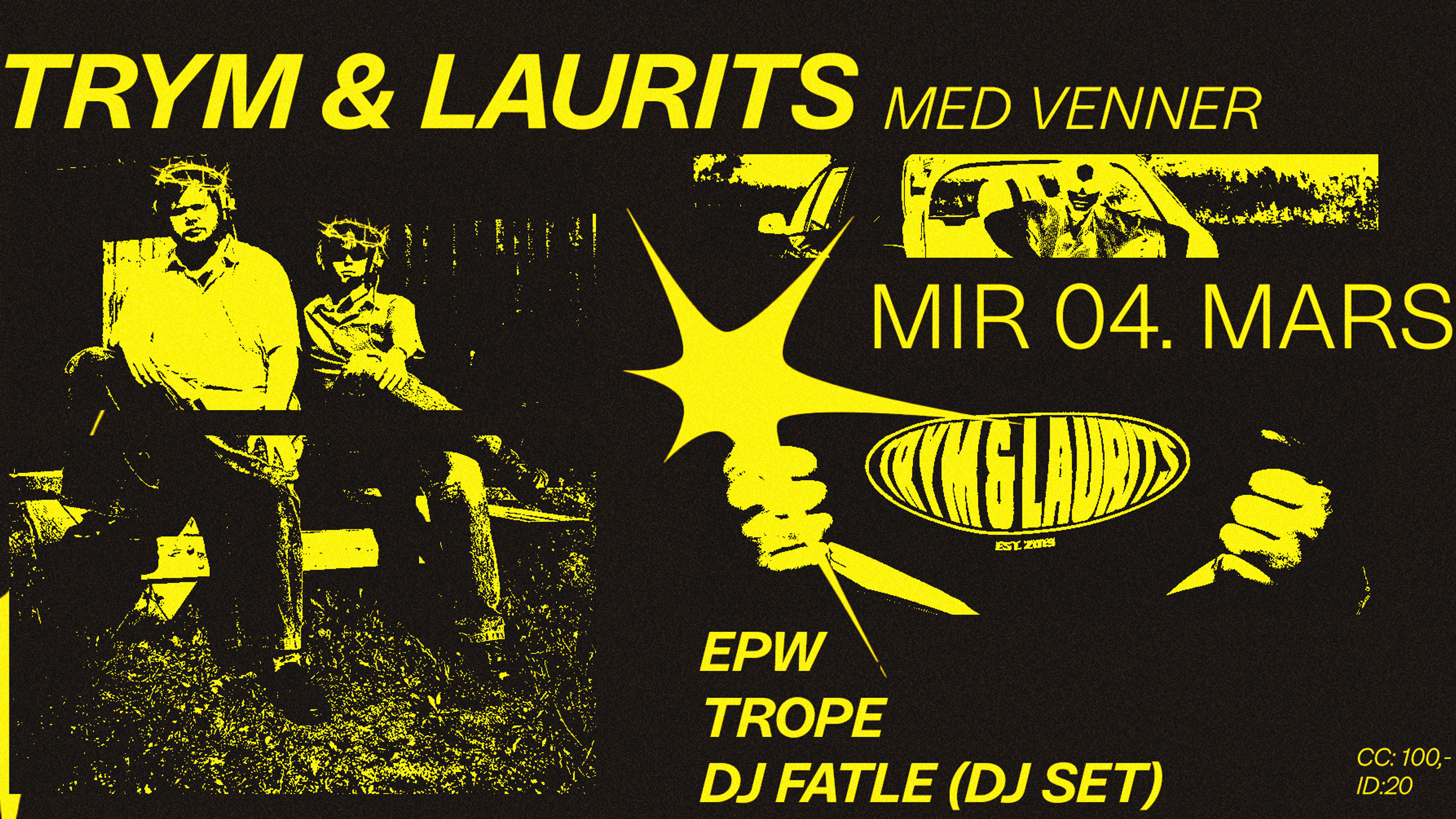 Promotional graphic for Trym og Laurits live med venner