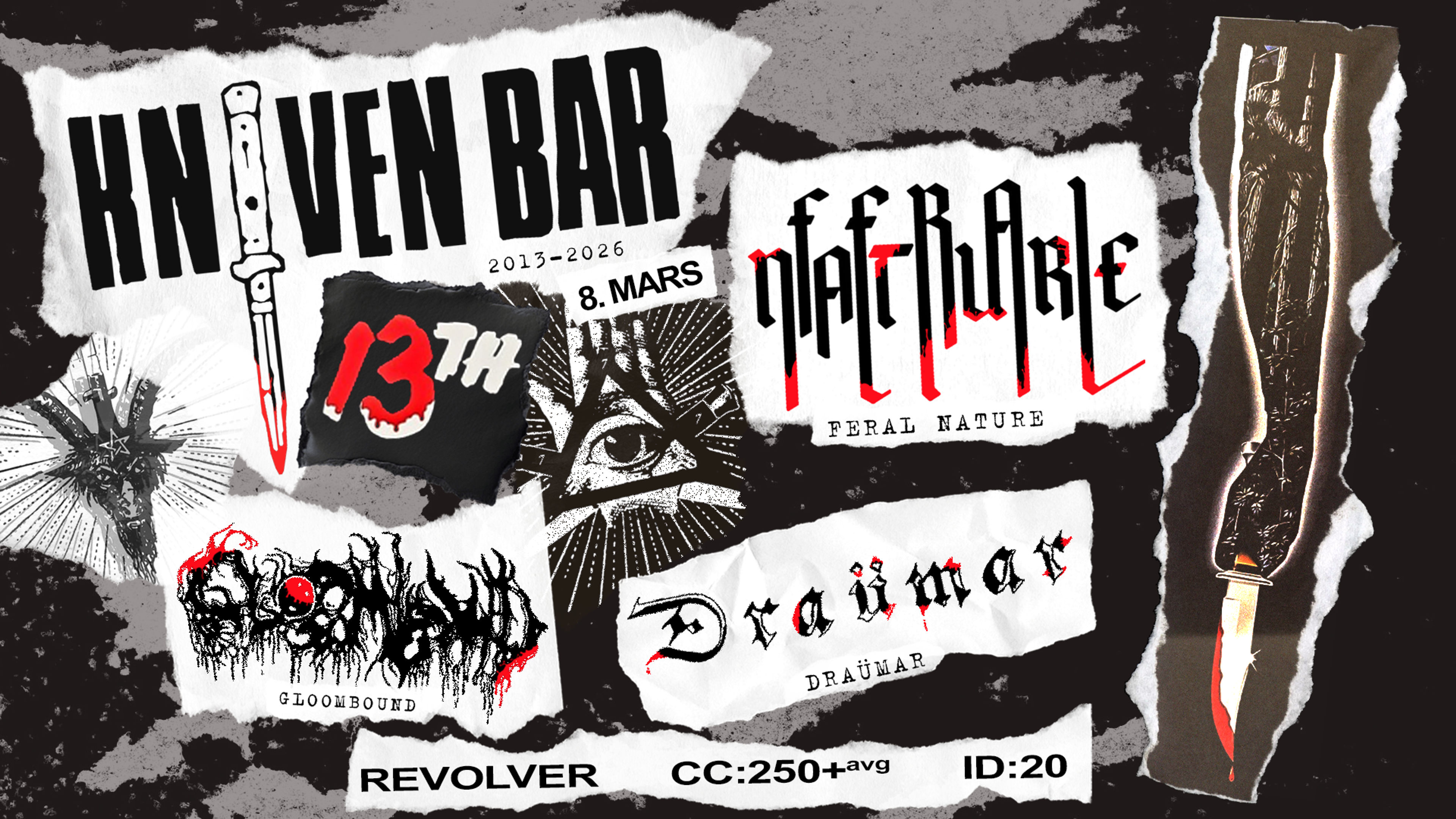 Promotional graphic for Knivinnedagen: Feral Nature // Gloombound // Draümar