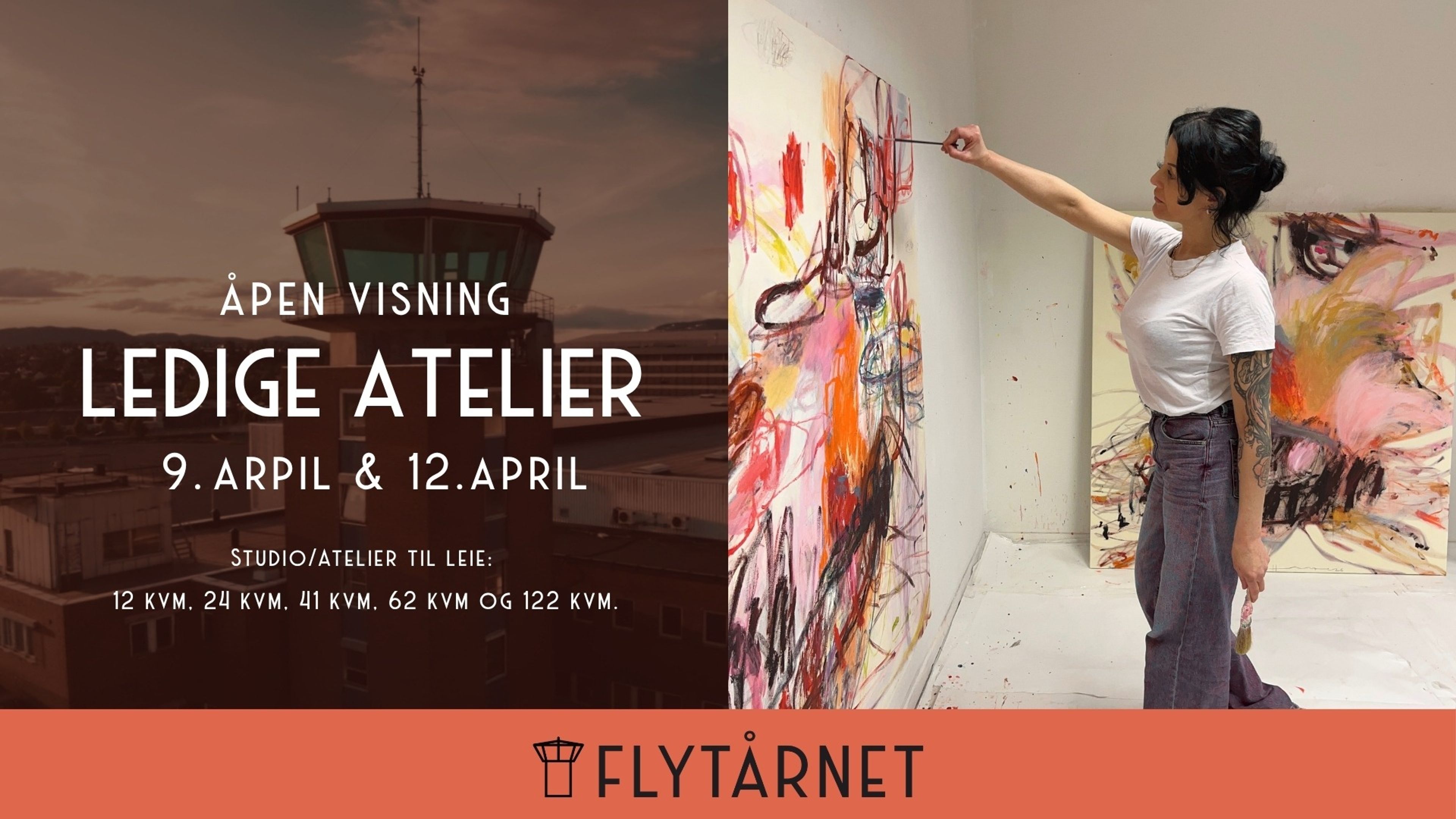 Promotional graphic for Åpen visning av ledige atelier