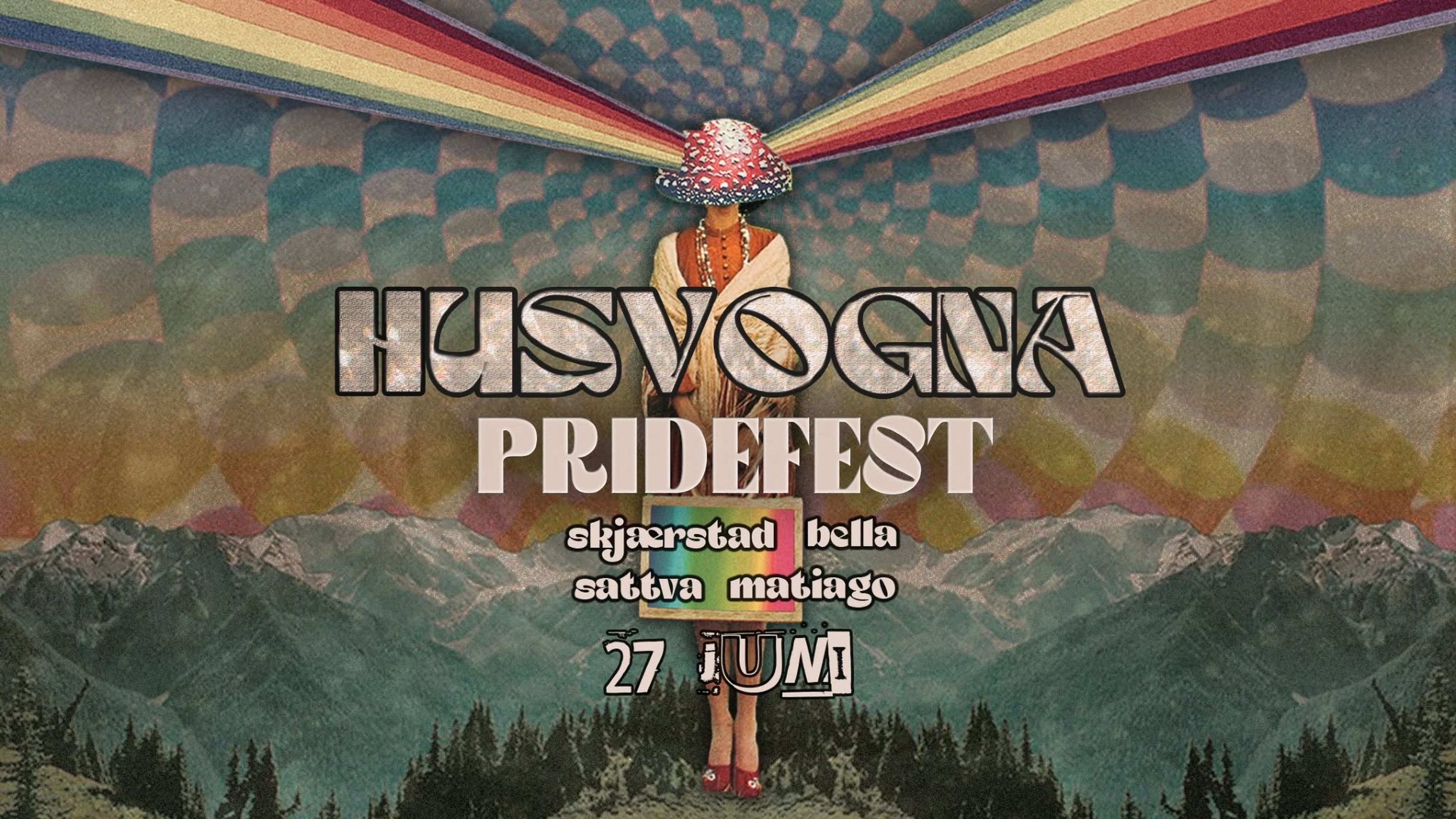 Promotional graphic for HUSVOGNA PRIDE FEST 🏳️‍🌈 @ Dattera til Hagen
