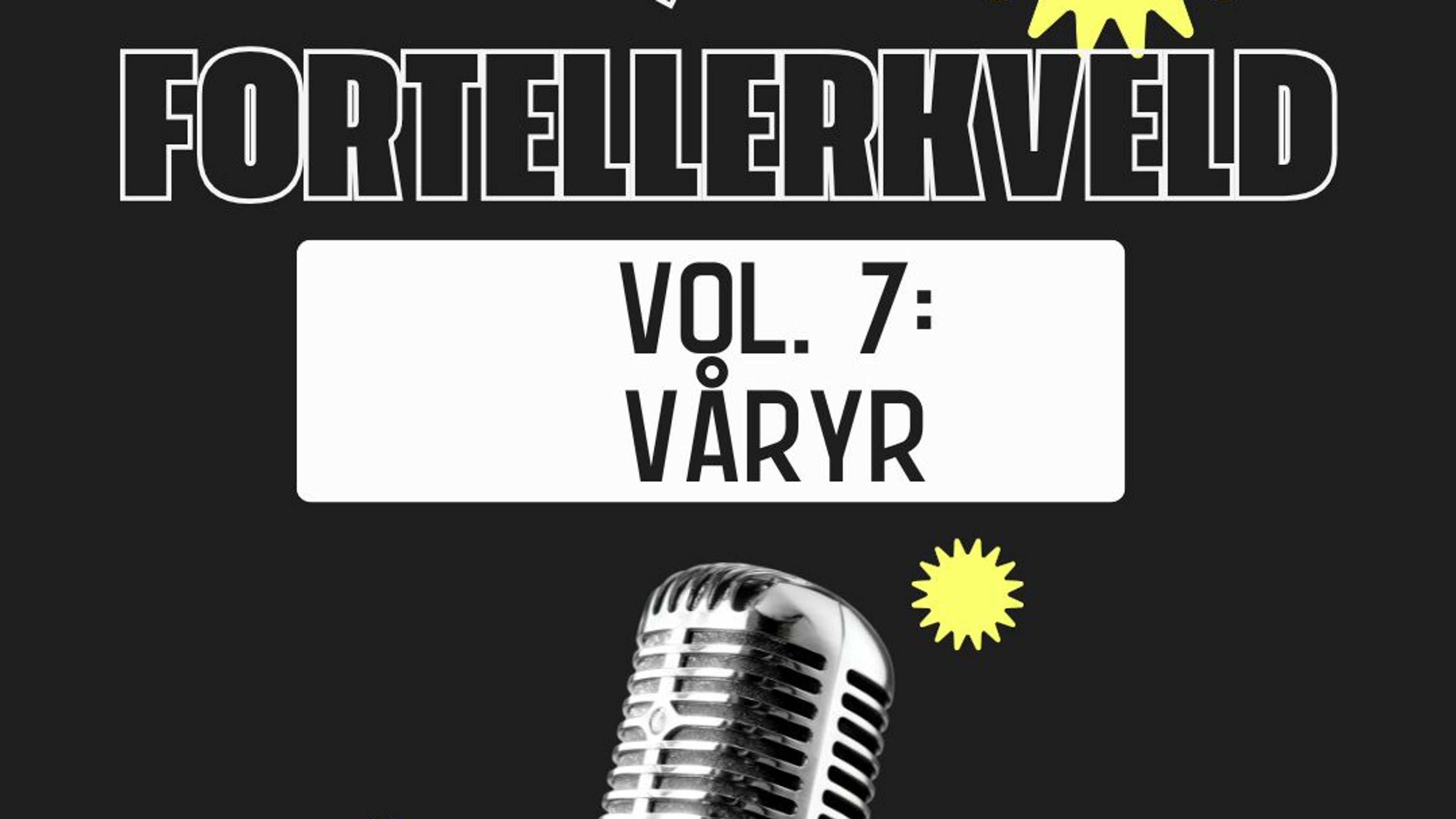 Promotional graphic for Hør! Fortellerkveld på Mir Lufthavna