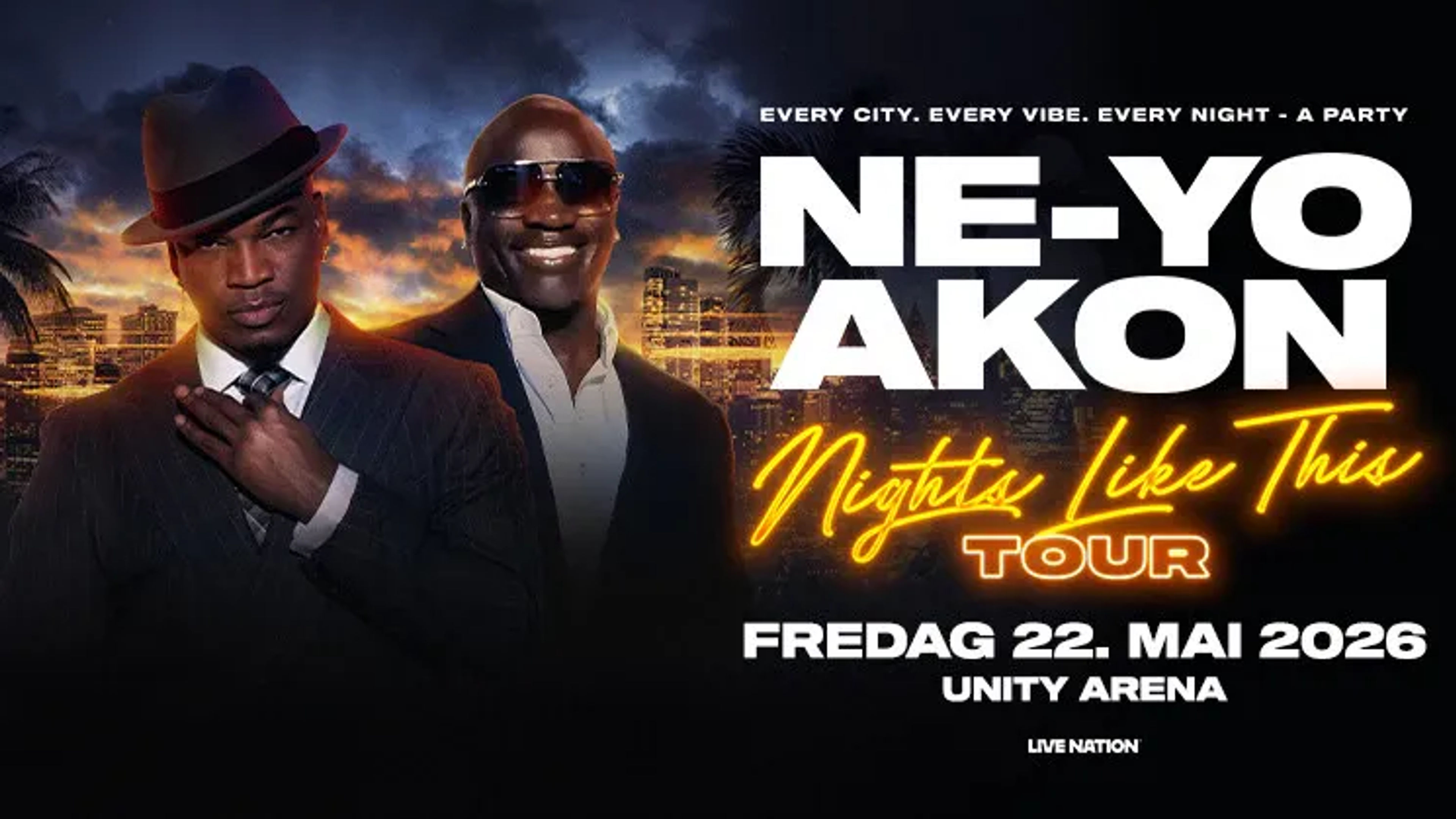 Promotional graphic for NE-YO & AKON: Nights Like This Tour 2026