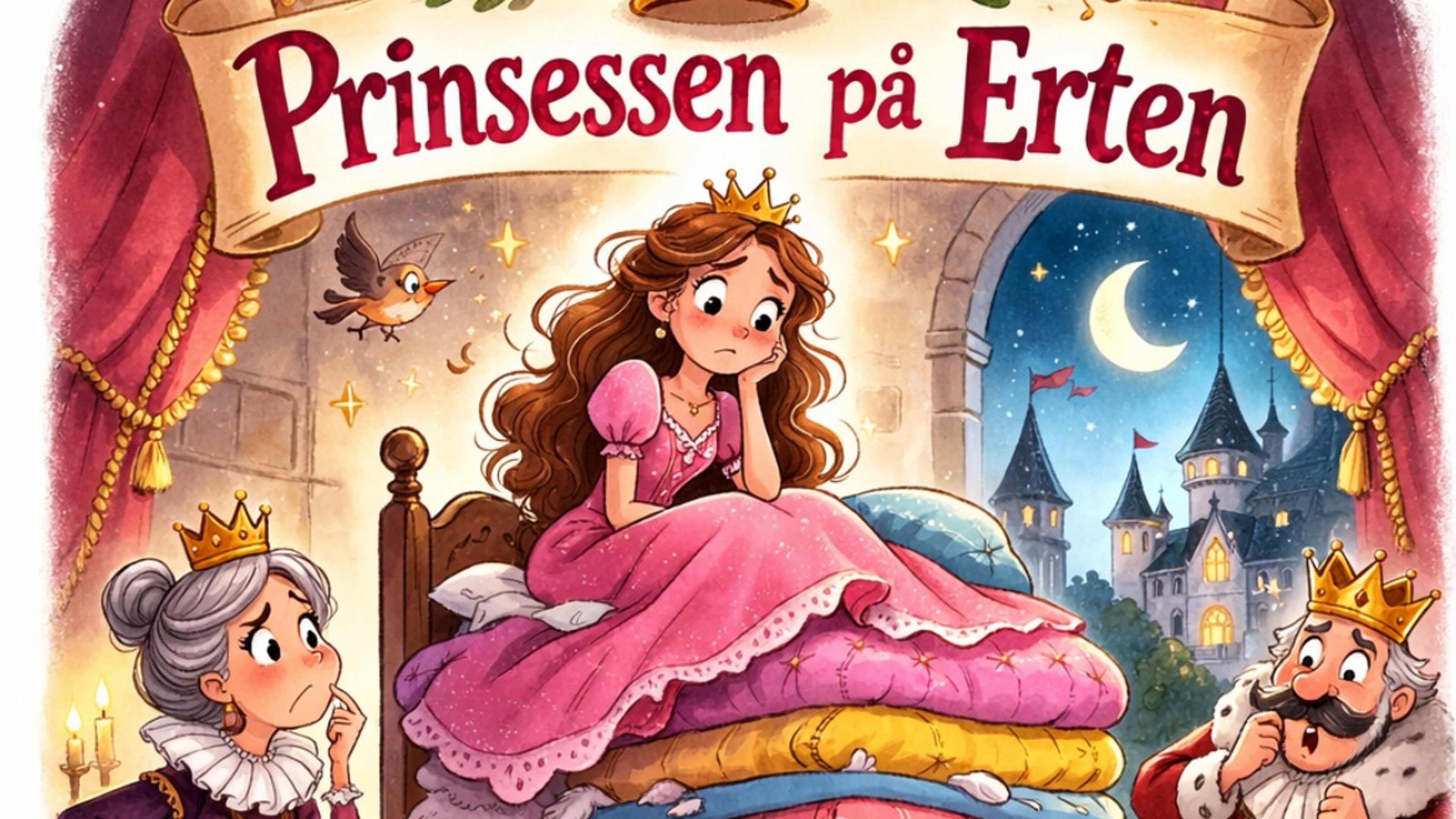 Promotional graphic for BARNESØNDAG: Interaktiv fortellerstund "Prinsessen på erten"