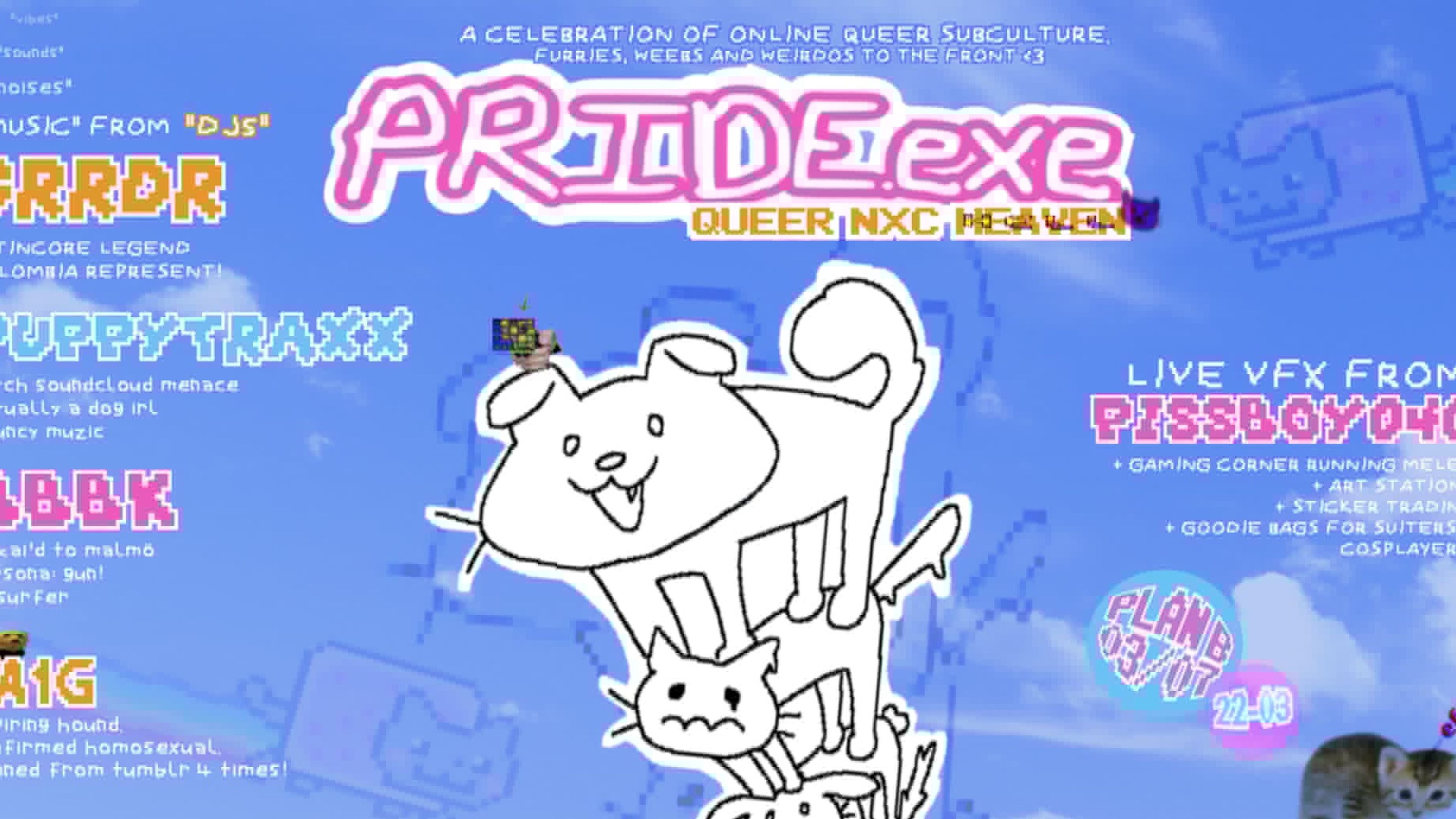 Promotional graphic for PRIDE.exe with CRRDR
