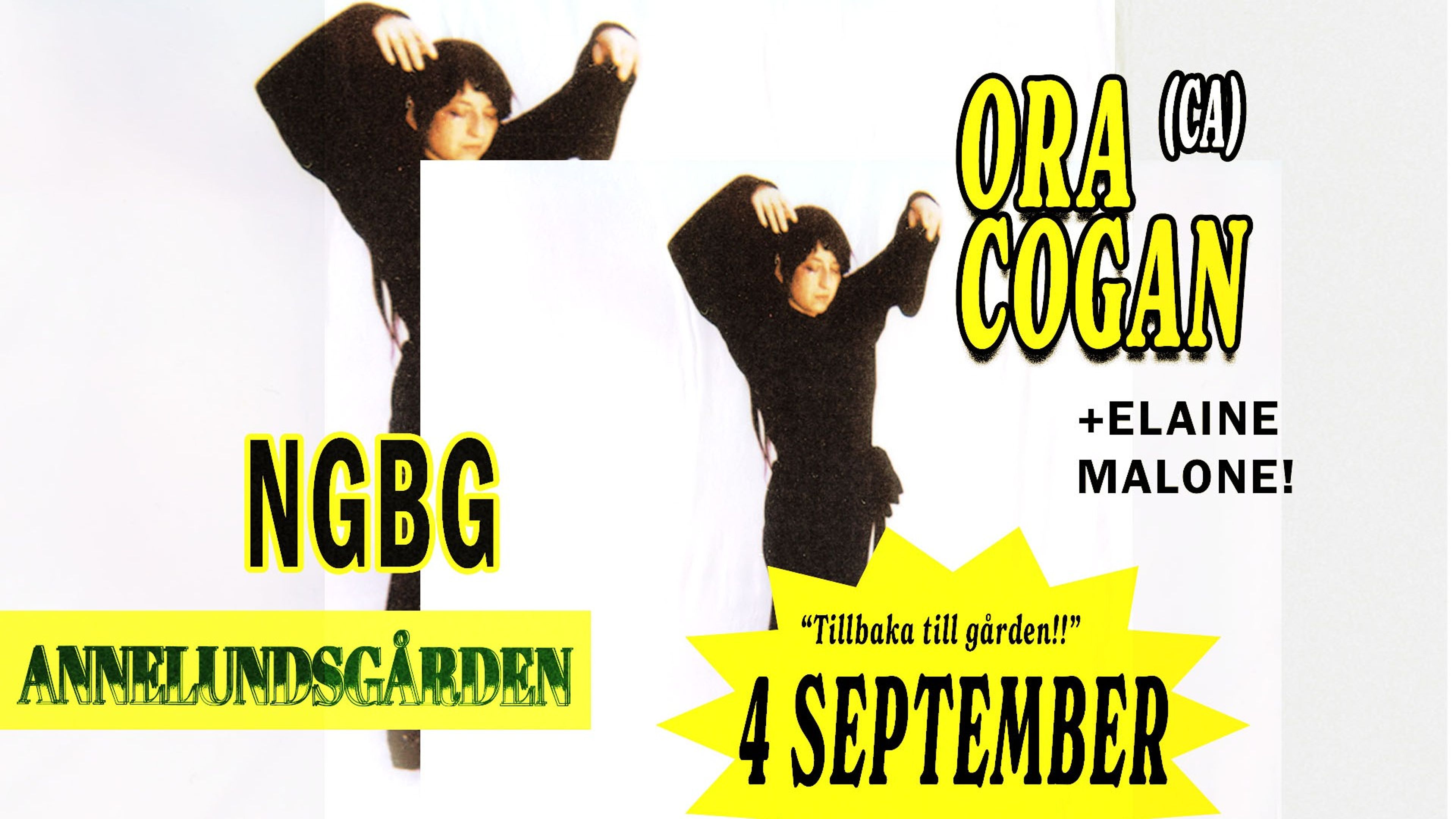 Promotional graphic for Ora Cogan (CA) / Elaine Malone (IE)